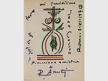 Para mi queridísimo Jean Cassou, con la vieja y picassiana amistad de R. Alberti, Roma, 3-11-1970. Fondos del Centro de Documentación del Museo Reina Sofía