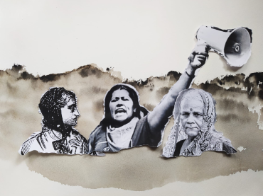 Esther Musgo (Esther Moñivas Mayor), Mujeres, acuarela y collage, 2022