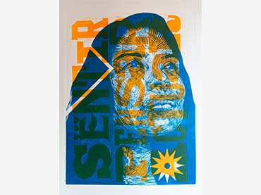 Guache, Sentir, pensar, actuar, 2014-2018. Linograbado sobre papel, 70 x 50 cm