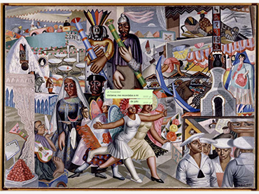 Intervención de la obra La Verbena de Maruja Mallo (1927) realizada por equipo1517-V.E.R., 2020. Museo Reina Sofía
