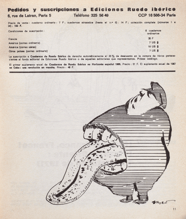 Cuadernos de Ruedo Ibérico, París: Éditions Ruedo Ibérico, 1965-1979, n.º 33-35, p.11. Fondos del Centro de Documentación del Museo Nacional Centro de Arte Reina Sofía (REVIIA 206)