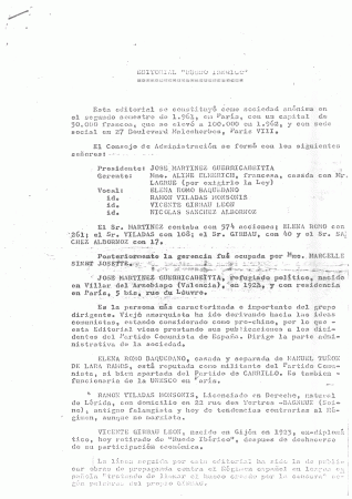 Informe policial sobre la Editorial Ruedo Ibérico, Madrid, Dirección General de Seguridad, 24 de octubre de 1974