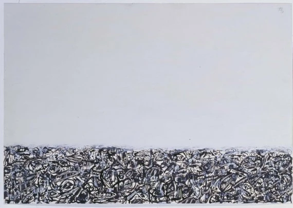 Antonio Saura. Multitud 1959. Óleo y tinta china sobre papel, 62,6 x 90,3 cm