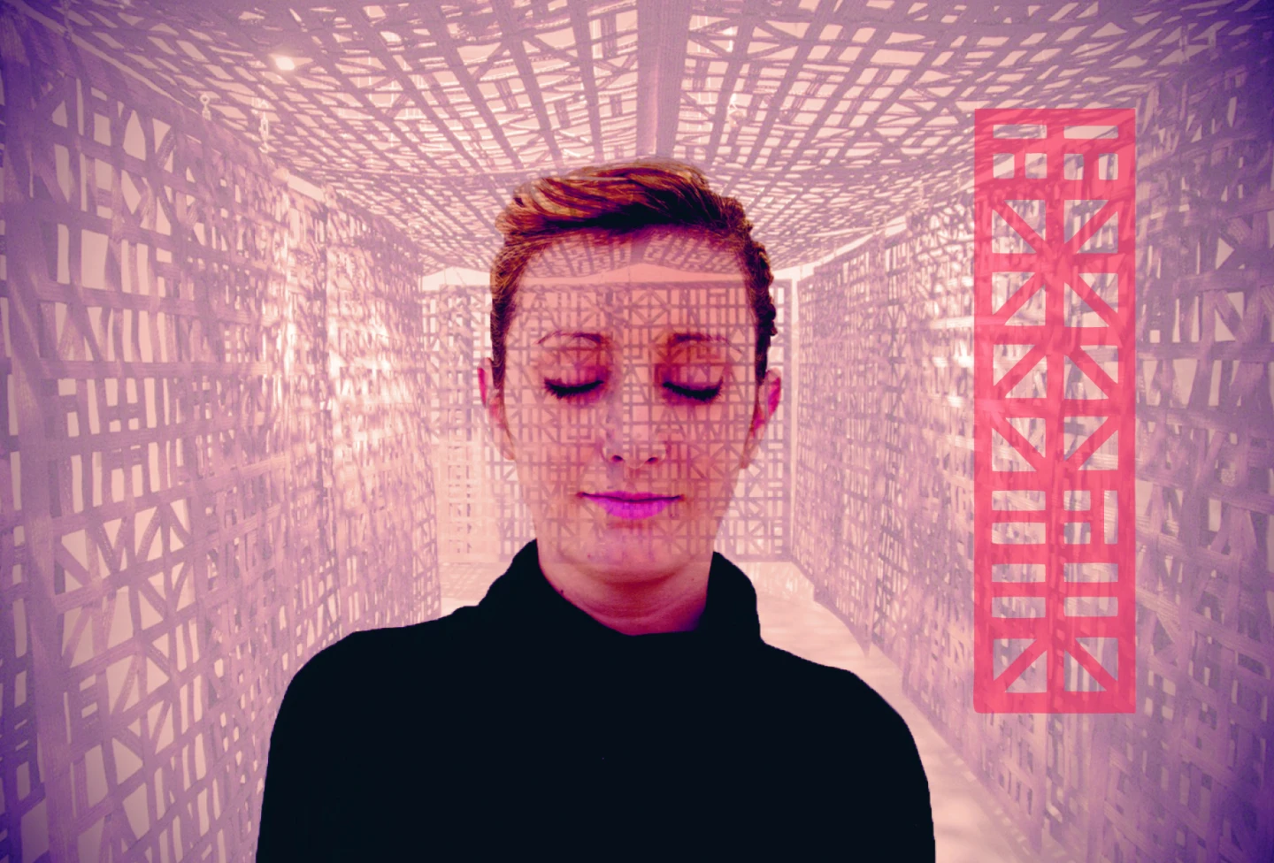 Sumergida en una de las esculturas de Cristina Iglesias. Imagen diseñada por Equipo