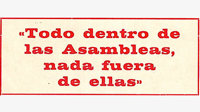 “Todo dentro de las Asambleas, nada fuera de ellas”, recorte de prensa, ca. 1969