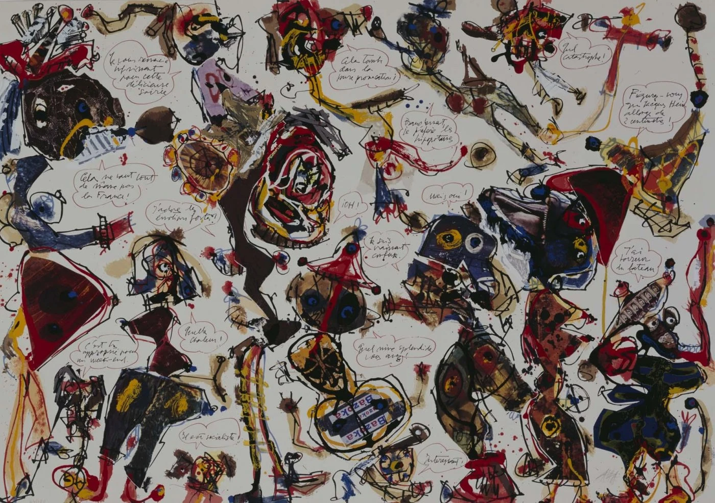 Cuadro de Antonio Saura titulado Cocktail Party, 1975