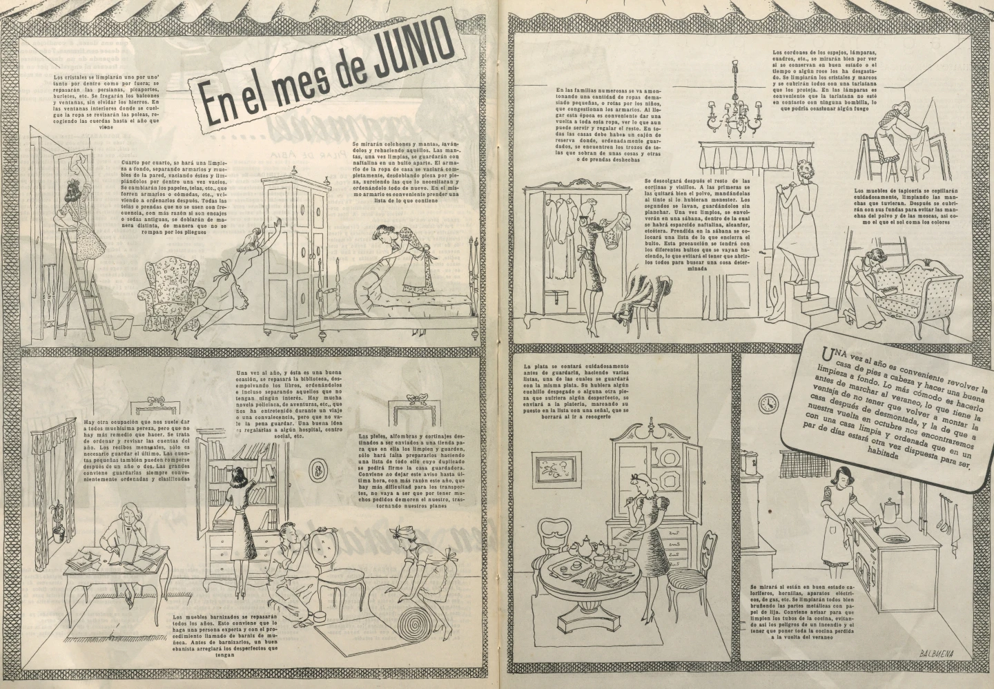 Balbuena, “En el mes de junio”, viñeta incluida en Y: revista para la mujer, Nº 77, 1944