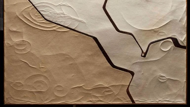 Detalle de craquelado. Pablo Palazuelo. Temps Blanc, 1959