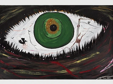 Ceija Stojka, Sin título, 1995. Acrílico sobre cartón, 69,5 x 99 cm. Colección Antoine de Galbert, París. © Ceija Stojka, VEGAP, Madrid, 2019. Fotografía: © Célia Pernot