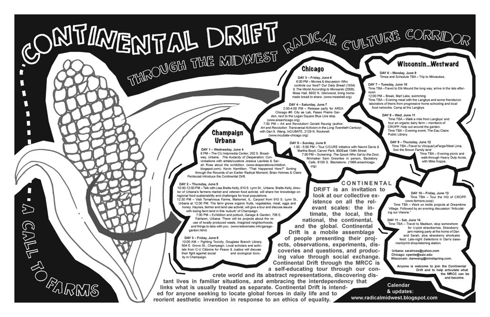 Brian Holmes. Deriva continental a través del corredor del Medio Oeste. Dibujo, 2008