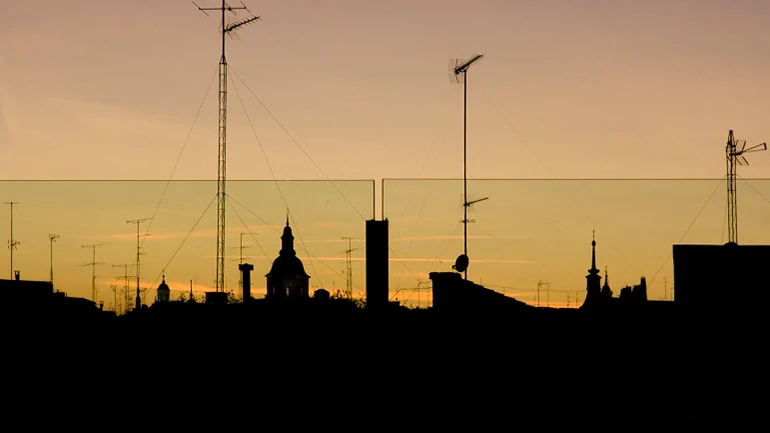 Vista del barrio de Lavapiés desde la terraza del Edificio Nouvel, Museo Reina Sofía