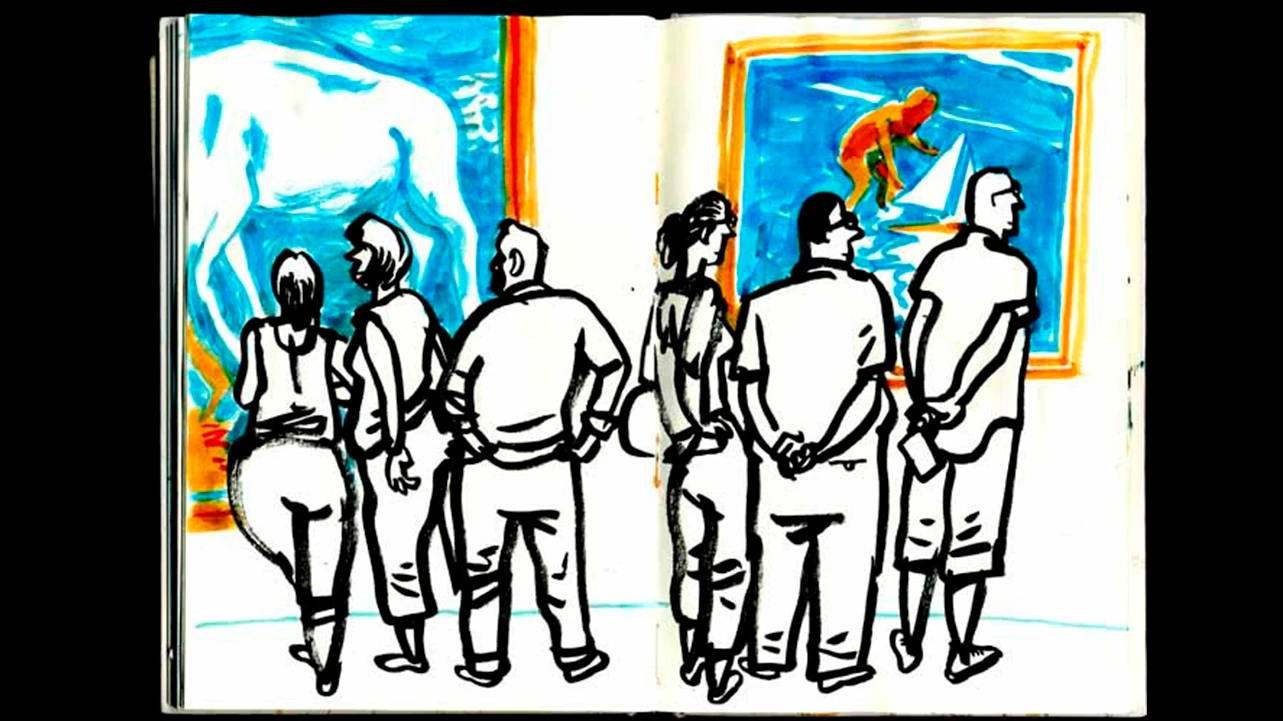 Enrique Flores, sin título. Dibujo tomado del natural durante la exposición Joaquín Sorolla (1863-1923), Museo Nacional del Prado, 2009