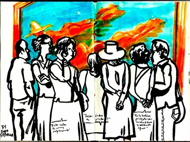 Enrique Flores, sin título. Dibujo tomado del natural durante la exposición Joaquín Sorolla (1863-1923), Museo Nacional del Prado, 2009