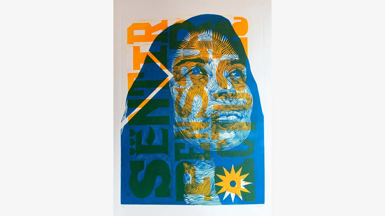 Guache, Sentir, pensar, actuar, 2014-2018. Linograbado sobre papel, 70 x 50 cm