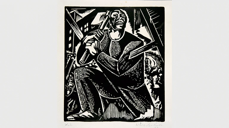 Juan Antonio Ballester Peña. Protesta. Xilografía, 1928. Colección MALBA, Museo de Arte Latinoamericano de Buenos Aires