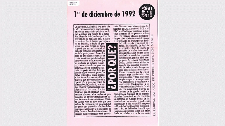 La Radical Gai. 1º de diciembre, ¿POR QUÉ?. España, 1992