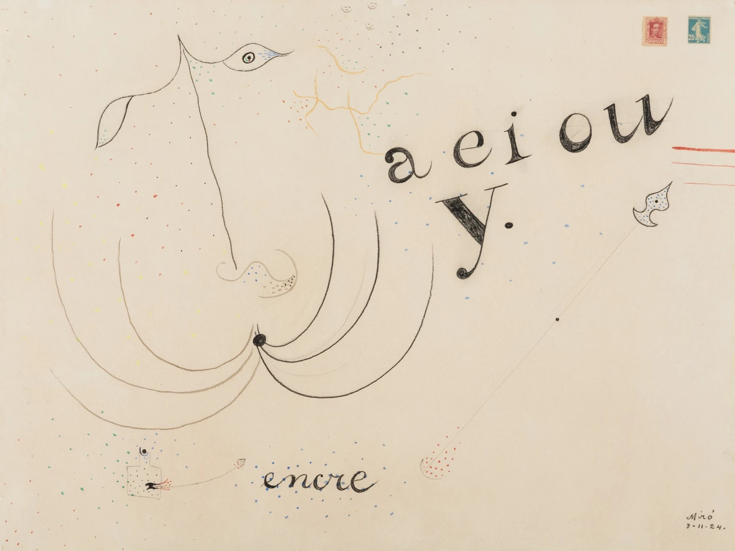 Joan Miró, Sans titre (L’écrivain), 1924. Colección particular. © Successió Miró, 2024