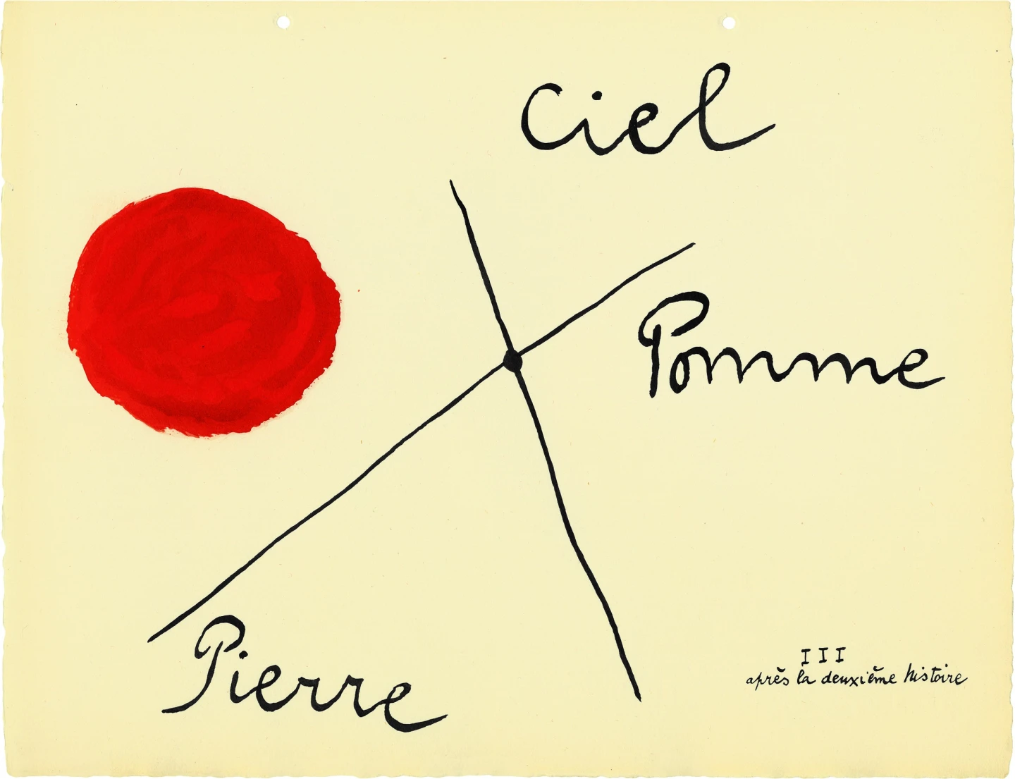 Lise Hirtz y Joan Miró, Il était une petite pie. 7 chansons et 3 chansons pour Hyacinthe avec 8 dessins en couleur par Joan Miró, detalle, 1928. Fundació Joan Miró. © Successió Miró, 2024