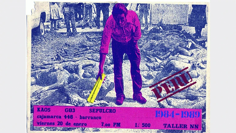 Taller NN. Cartel del concierto de la banda Kaos, 1989. Cortesía Archivo Alfredo Márquez