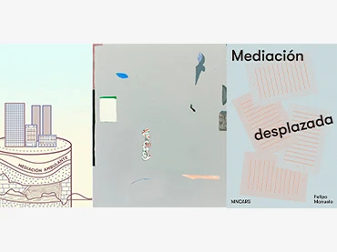 De izquierda a derecha, diseños de Raquel G. Ibáñez, Diego Machargo y Luis Vasallo para Caminar, clicar, desplazar…, 2020-2022