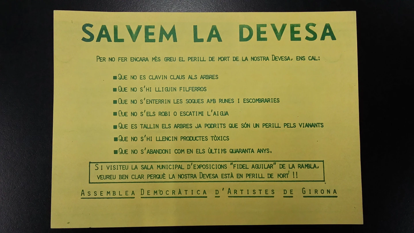 Salvem la Devesa (1976). Fondo ADAG. Biblioteca y Centro de Documentación del Museo Reina Sofía