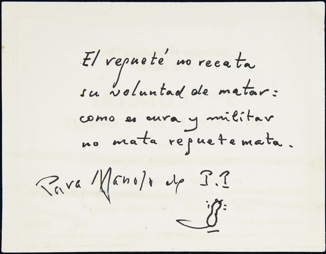 Poema de José Bergamín dirigido a Manuel Ángeles Ortiz, ca. 1966. Archivo Manuel Ángeles Ortiz. Biblioteca y Centro de Documentación del Museo Reina Sofía
