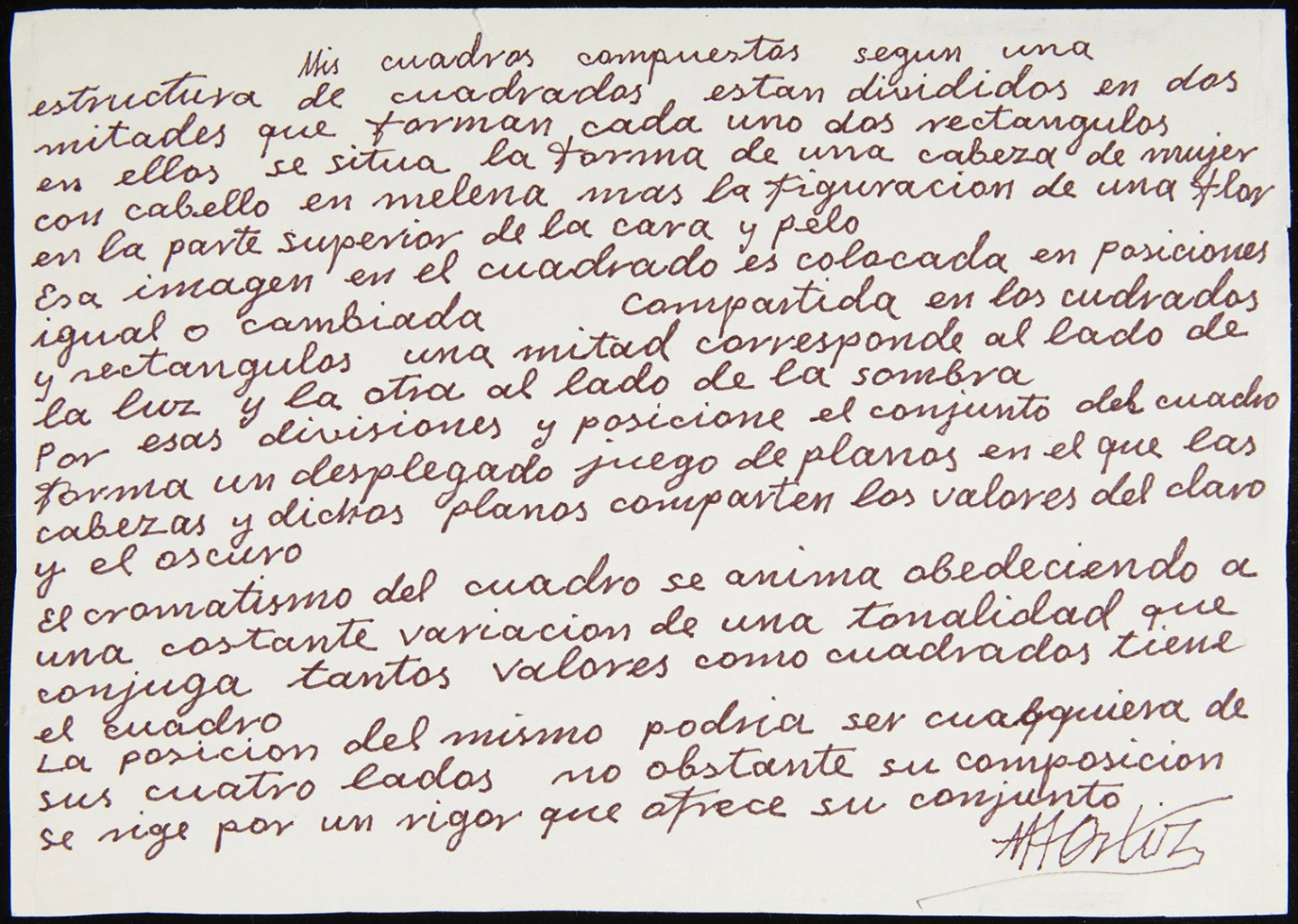 Manuscrito autógrafo de Manuel Ángeles Ortiz. Archivo Manuel Ángeles Ortiz. Biblioteca y Centro de Documentación del Museo Reina Sofía