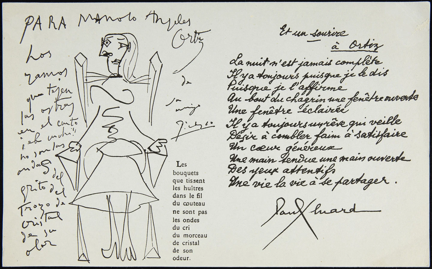 Invitación a la exposición de Manuel Ángeles Ortiz en la Galerie Henriette Niepce, 1951 (reverso). Archivo Manuel Ángeles Ortiz. Biblioteca y Centro de Documentación del Museo Reina Sofía