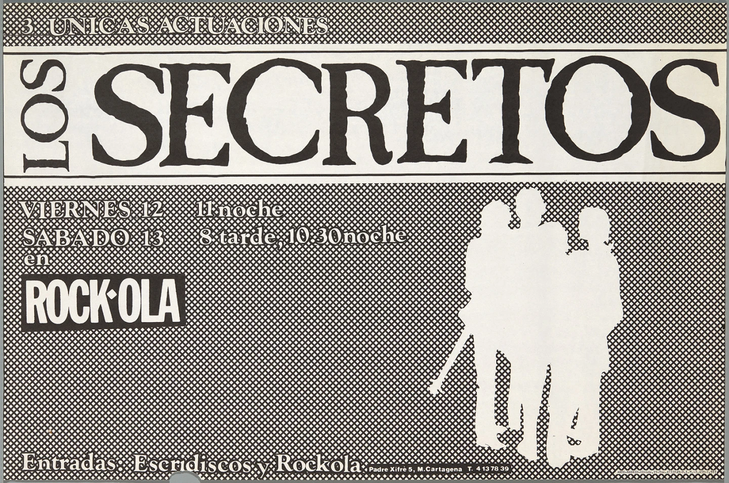 Cartel Los Secretos, 1982, diseño de Pepo Perandones. Colección de carteles de la Sala Rock-Ola. Biblioteca y Centro de Documentación del Museo Reina Sofía