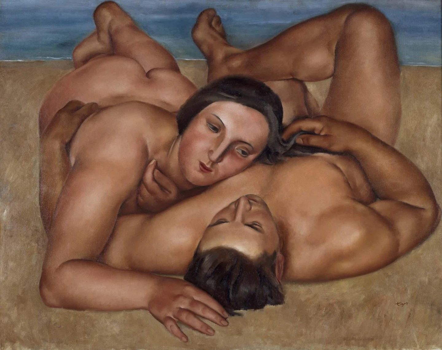 Josep de Togores. Couple à la plage (Pareja en la playa), 1922. Pintura. Colección Museo Nacional Centro de Arte Reina Sofía, Madrid