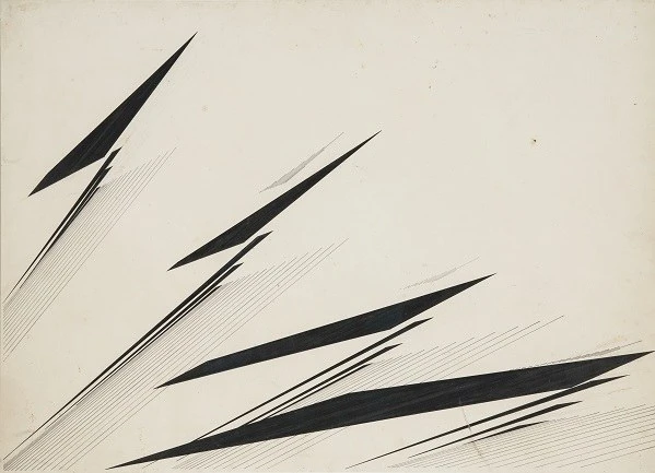 Mohamedi, Nasreen. Sin título (Untitled), Ca. 1975. Tinta y grafito sobre cartulina, 50,8 x 71,1 cm. Colección Sikander y Hydari
