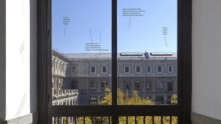Vista de sala de la exposición Ignasi Aballí. sin principio / sin final, 2015