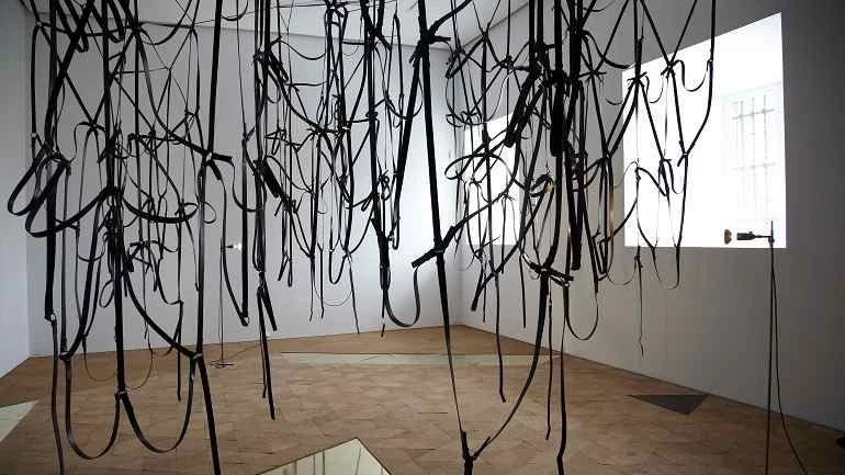 Vista de sala de la exposición. Leonor Antunes. camina por ahí. mira por aquí, 2011