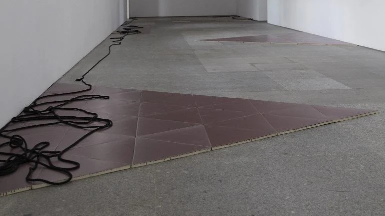 Vista de sala de la exposición. Leonor Antunes. camina por ahí. mira por aquí, 2011