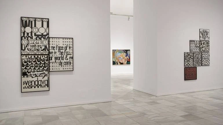 Vista de sala de la exposición. Los Esquizos de Madrid. Figuración madrileña de los 70, 2009