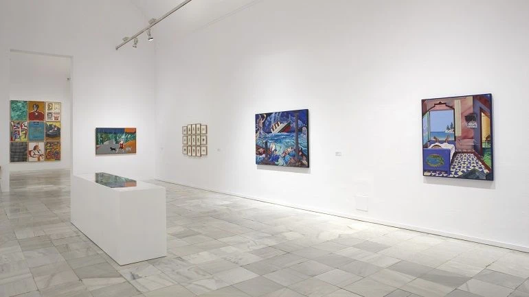 Vista de sala de la exposición. Los Esquizos de Madrid. Figuración madrileña de los 70, 2009