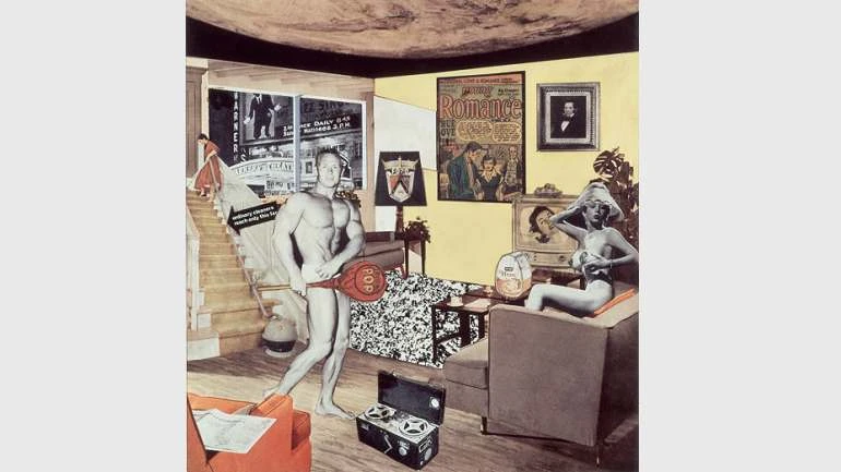 Richard Hamilton. Just what is it that makes today’s homes so different, so appealing? [¿Qué es lo que hace que las casas de hoy sean tan diferentes, tan atractivas?], 1956/1992. Collage. 26 x 25 cm. Colección particular. © R. Hamilton. All Rights Reserved, VEGAP, Madrid, 2014