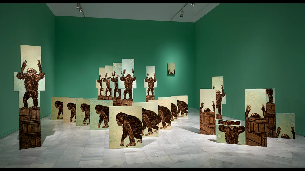 Vista de la exposición Ida Applebroog. Marginalias , 2021