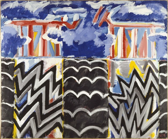 Juan Navarro Baldeweg. Centinelas del aire y fuego, 1983. Técnica mixta/lienzo, 216 x 260 cm. Museo Nacional Centro de Arte Reina Sofía. © VEGAP, Madrid, 2013
