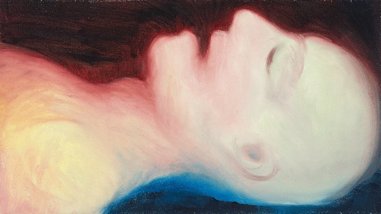 Miriam Cahn, schlafen, Installation, variable dimensions. Detail: oil on canvas No. 2 of 13. Gallery Meyer Riegger Karlsruhe and Gallery Jocelyn Wolff. Photo: Francois Doury © Miriam Cahn