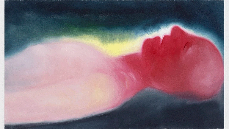 Miriam Cahn, schlafen, Installation, variable dimensions. Detail: oil on canvas No. 6 of 13. Gallery Meyer Riegger Karlsruhe and Gallery Jocelyn Wolff. Photo: Francois Doury © Miriam Cahn