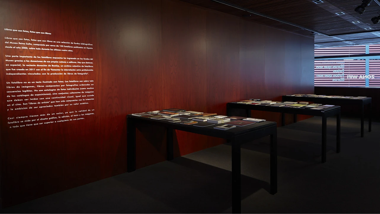 Vista de la muestra documental Libros que son fotos, fotos que son libros, 2014