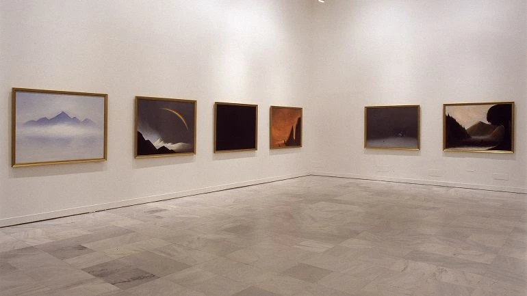 Vista de sala de la exposición. Nedko Solakov. Paisajes románticos con elementos ausentes, 2003