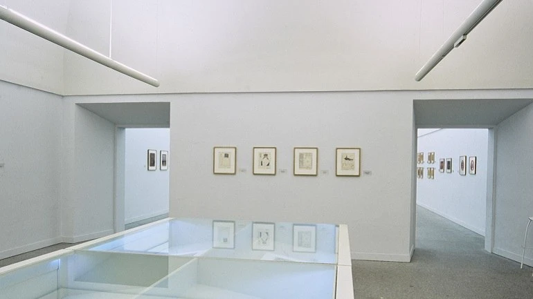 Vista de sala de la exposición. Vicente Rojo. Obra sobre papel y Gran escenario primitivo, 1997