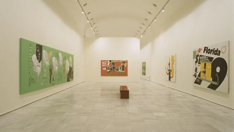 Vista de sala de la exposición. Warhol-Basquiat-Clemente. Obras en colaboración, 2002