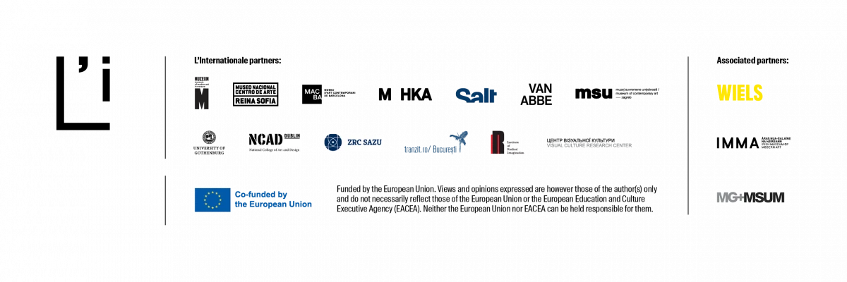 Banda de logos de todos los museos e instituciones que conforman L'Internationale