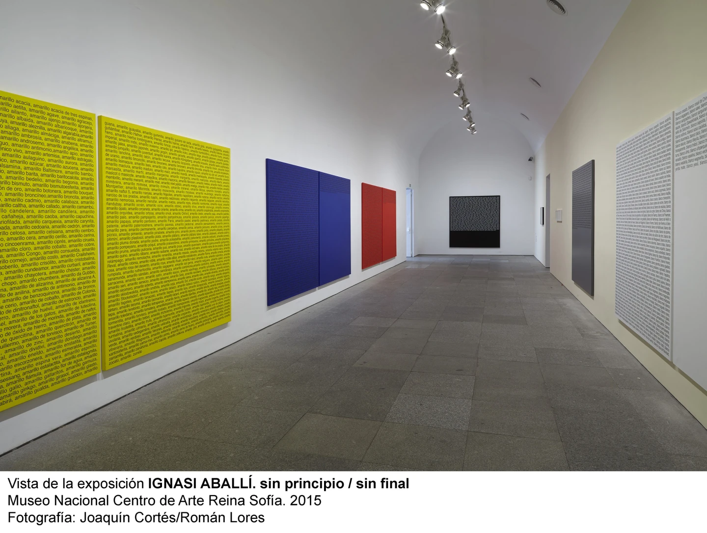 Vista de la exposicion sin principio / sin final. Ignasi Aballí, 2015