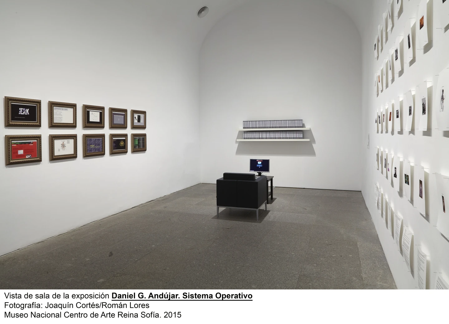 Vista de sala de la exposición Sistema Operativo, de Daniel G. Andújar, con la obra Las colecciones. Fotografía: Joaquín Cortés/Román Lores. Museo Nacional Reina Sofía. 2015