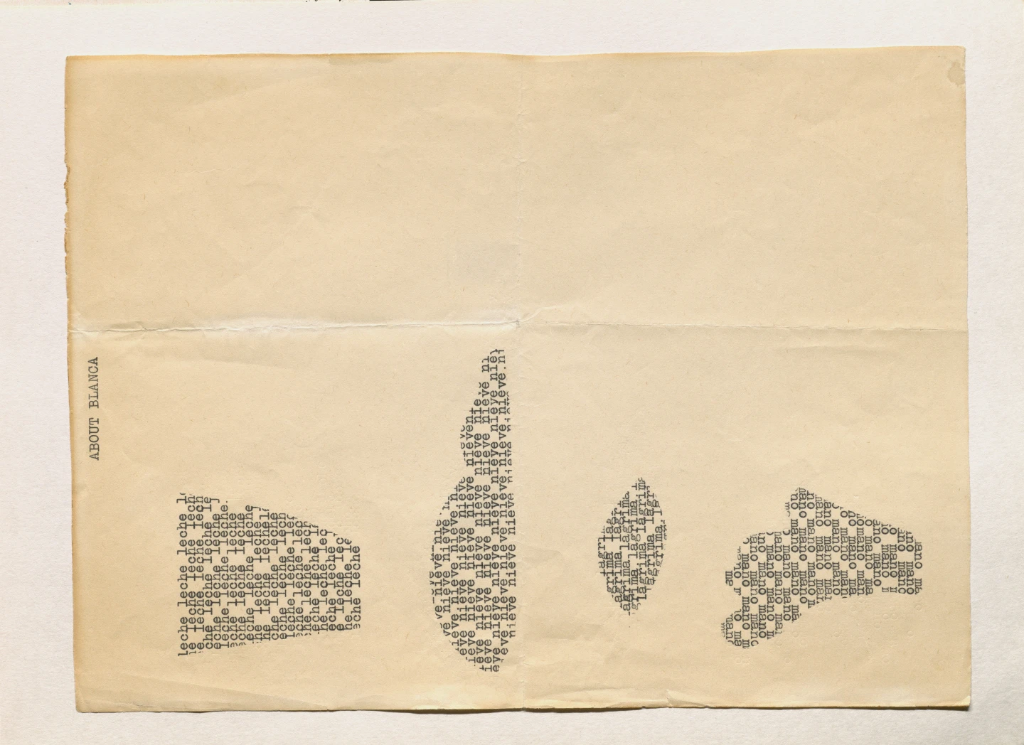 Blanca Sánchez, About Blanca [Sobre Blanca], ca. 2000. Archivo Blanca Sánchez, Biblioteca y Centro de Documentación del Museo Reina Sofía©Herederos de Blanca Sánchez