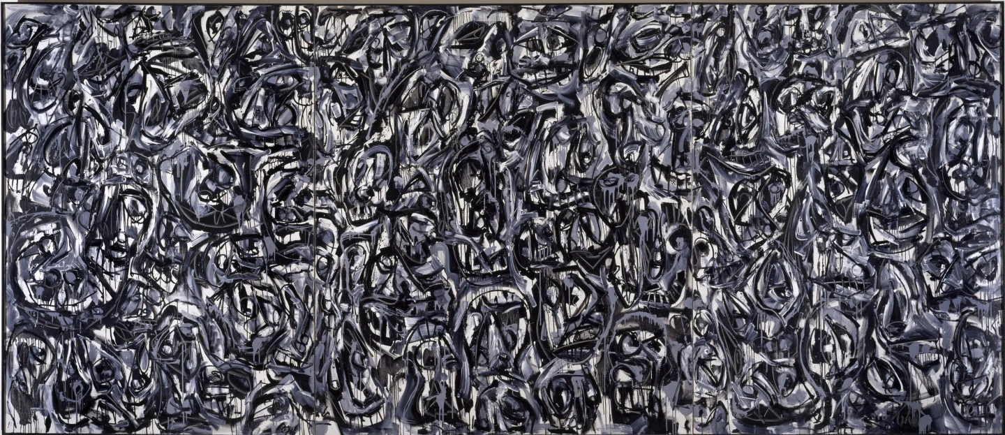 Antonio Saura. La gran muchedumbre, 1963. Óleo sobre lienzo. 220 x 515 cm. Fotografía: Joaquín Cortés / Román Lores. Museo Nacional Centro de Arte Reina Sofía